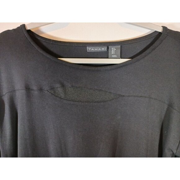 Tahari Lagenlook Tunic Knit Black 3/4 Length Sleeve Knit Crew Neck Size S‎ NWT - Picture 3 of 5